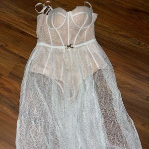 Bustier Bust Floral Mesh Split Thigh Cami Dress